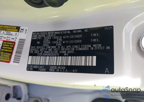 2022 Toyota Highlander Platinum z USA, uszkodzony, nr VIN 5TDFZRAHXNS095678